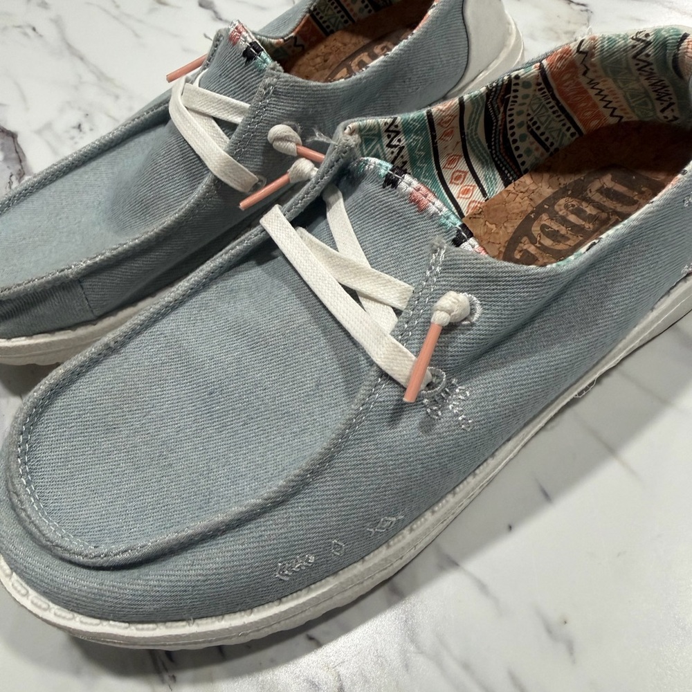 Hey Dude Women's Light Blue Flats